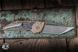 Hypercut Manufacturing Dharma Automatic Folding Knife Titanium/Shipwreck CC Inlay 3.2" S45VN Tanto 2-Tone