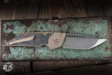 Hypercut Manufacturing Dharma Automatic Folding Knife Titanium/Shipwreck CC Inlay 3.2" S45VN Tanto 2-Tone