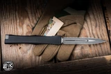 Microtech Marfione Select Nemesis IV Automatic OTF Knife Black Aluminum 4.4" M390 Dagger Apocalyptic Serrated 1152-12APMS1
