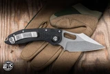 Microtech Proof Run M-Stitch Automatic Folding Knife Textured Black Aluminum 3.25" M390 Stonewash 169M-10PR