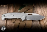 Preowned-Demko Knives AD20 XXX Folding Knife Textured Titanium 4" 3V Clip Point