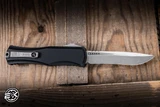 Preowned-Microtech Hera II OTF Automatic Knife Black Aluminum 3.85" M390 Recurve Stonewash 1705-10