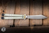 Preowned-Benchmade Necron Balisong Butterfly Knife Jade G10 4.6" S30V Scimitar Stonewash 99