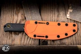 Preowned-Benchmade Hunt Raghorn Fixed Blade Knife Black Carbon Fiber 4.0" CruWear Drop Point Orange 15600OR