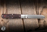 Jack Wolf Knives Coffin SlipJoint Folding Knife Lava Flow Fat Carbon 2.85" 14C28N Satin