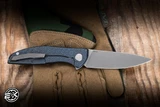 Shirogorov Knives Neon Folding Knife Blue E-Kamo Titanium 3.25" Elmax Stonewash