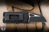 Microtech Exocet II OTF Knife/Money Clip Black Tactical Aluminum 2.34” M390 Wharncliffe Black 1156-1T