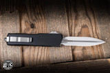 Microtech Scarab II Gen III OTF Automatic Knife Black Aluminum 4" M390 Dagger Stonewash 1175-10