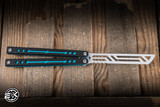 Squid Industries Inked Nautilus Butterfly Balisong Trainer Black G10/Teal Aluminum 5" V2 Satin