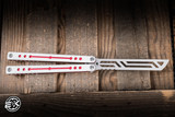 Squid Industries Nautilus Butterfly Balisong Trainer White G10/Winter Red Aluminum 5" V2 Satin