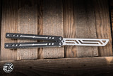 Squid Industries Nautilus Butterfly Balisong Trainer Inked Carbon Fiber/Silver Aluminum 5" V2 Satin