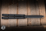 Squid Industries Inked Krake Raken Butterfly Balisong Knife Black Aluminum 4.9" V3 Tanto DLC