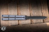 Squid Industries Inked Krake Raken Butterfly Balisong Knife Gunmetal Aluminum 4.9" V3 Tanto DLC