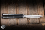 Squid Industries Krake Raken Balisong Knife Black/Silver Aluminum 4.65" V3 Weehawk Satin