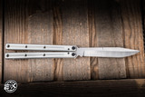 Squid Industries Krake Raken Balisong Knife Silver Aluminum 4.65" V3 Weehawk Satin