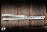 Squid Industries Nautilus Butterfly Balisong Trainer Marble Sage G10/Silver Aluminum 5" V2 Satin
