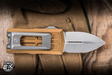 Microtech Exocet II OTF Knife/Money Clip Tan Aluminum 2.34” M390 Dagger Stonewash 1157-10TA