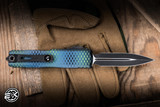 Microtech UTX-85 Gen IV OTF Auto Knife Blue X-51 Aluminum 3" M390 Dagger Black 12324-1BLX51S