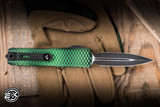 Microtech UTX-85 Gen IV OTF Auto Knife Green X-51 Aluminum 3" M390 Dagger Black 12324-1GRX51S