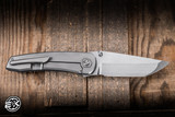 Sharknivco Waka V5 Manual Folding Knife Titanium/Blue CamoQuartz 3.35" RWL34 Tanto Hand Rubbed
