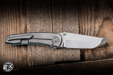 Sharknivco Waka V5 Manual Folding Knife Titanium/Light Blue CamoQuartz 3.35" RWL34 Tanto Hand Rubbed