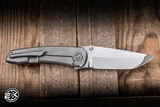 Sharknivco Waka V5 Manual Folding Knife Titanium/Orange CamoQuartz 3.35" RWL34 Tanto Hand Rubbed