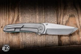 Sharknivco Waka V5 Manual Folding Knife Titanium/Light Blue CamoQuartz 3.35" RWL34 Tanto Polished Stonewash