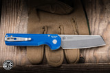 Protech x Tuff Knives Slimfoot Auto Folding Knife Battleworn Blue Aluminum 3.2" MagnaCut Stonewash CCKSF26.SLIMFOOT.1