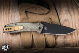 ProTech x Spartan Blades Pallas Automatic Folding Knife Distressed Green/Gold Lattice Textured Titanium3.7" MagnaCut DLC Black 2026.PALLAS.CUSTOM.007