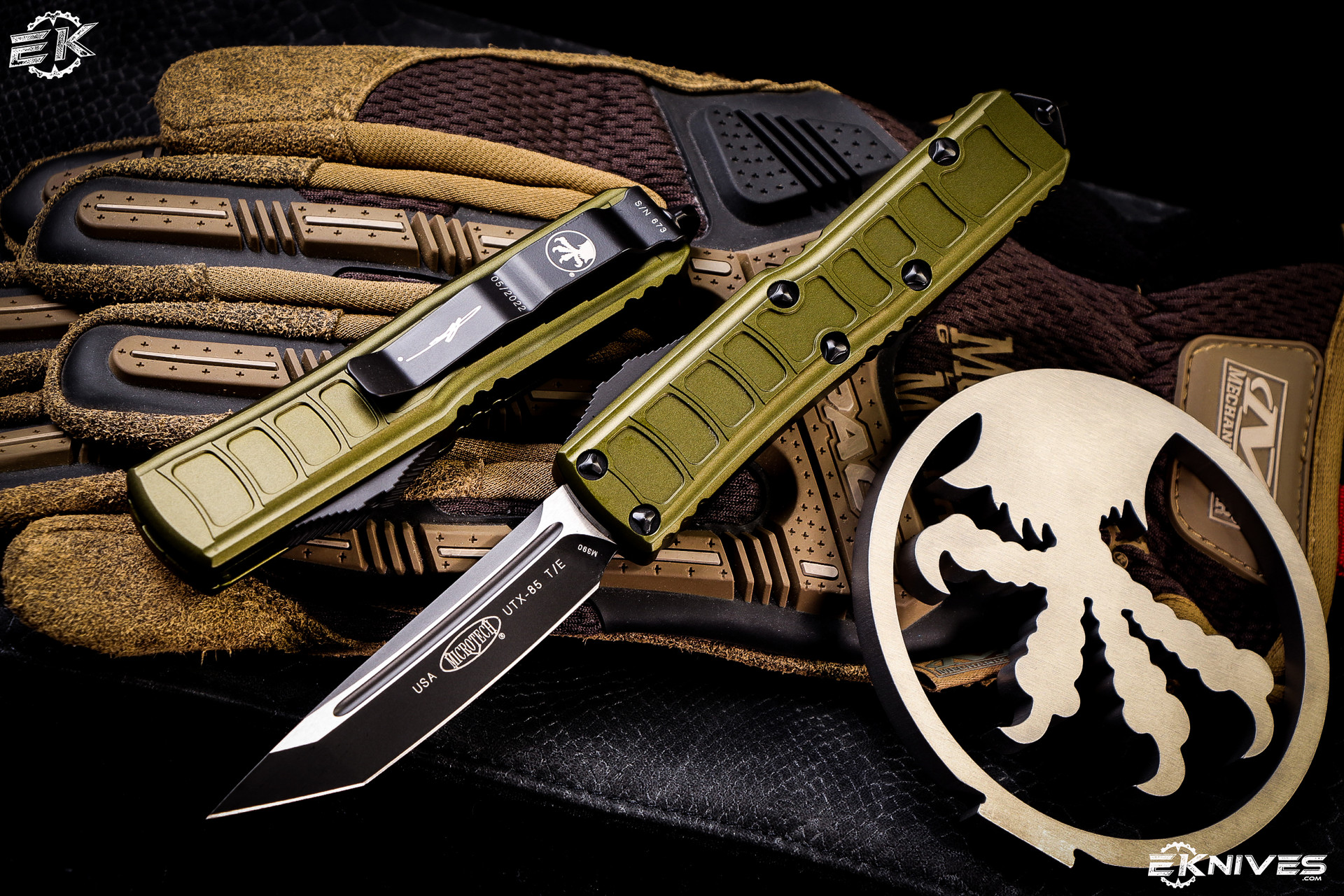 Microtech UTX85 II Stepside OD Green OTF Automatic Knife 3" Black