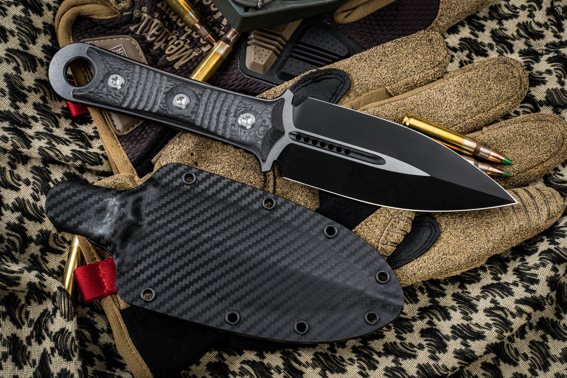 Microtech/Borka Blades SBD Carbon Fiber Fixed Blade Knife 4.3" TwoTone