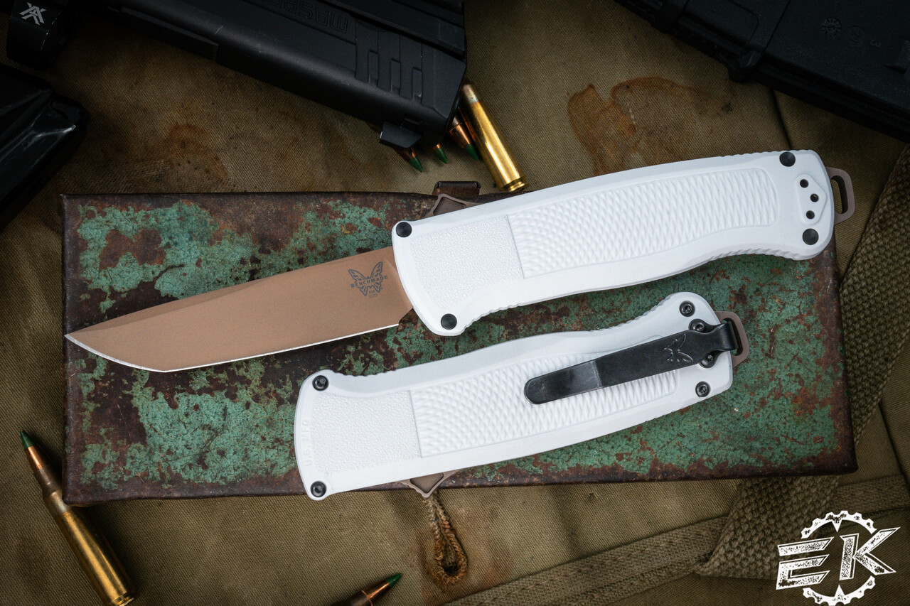 Benchmade Shootout OTF Automatic Knife Cool Gray 3.5" Tanto Flat Earth ...