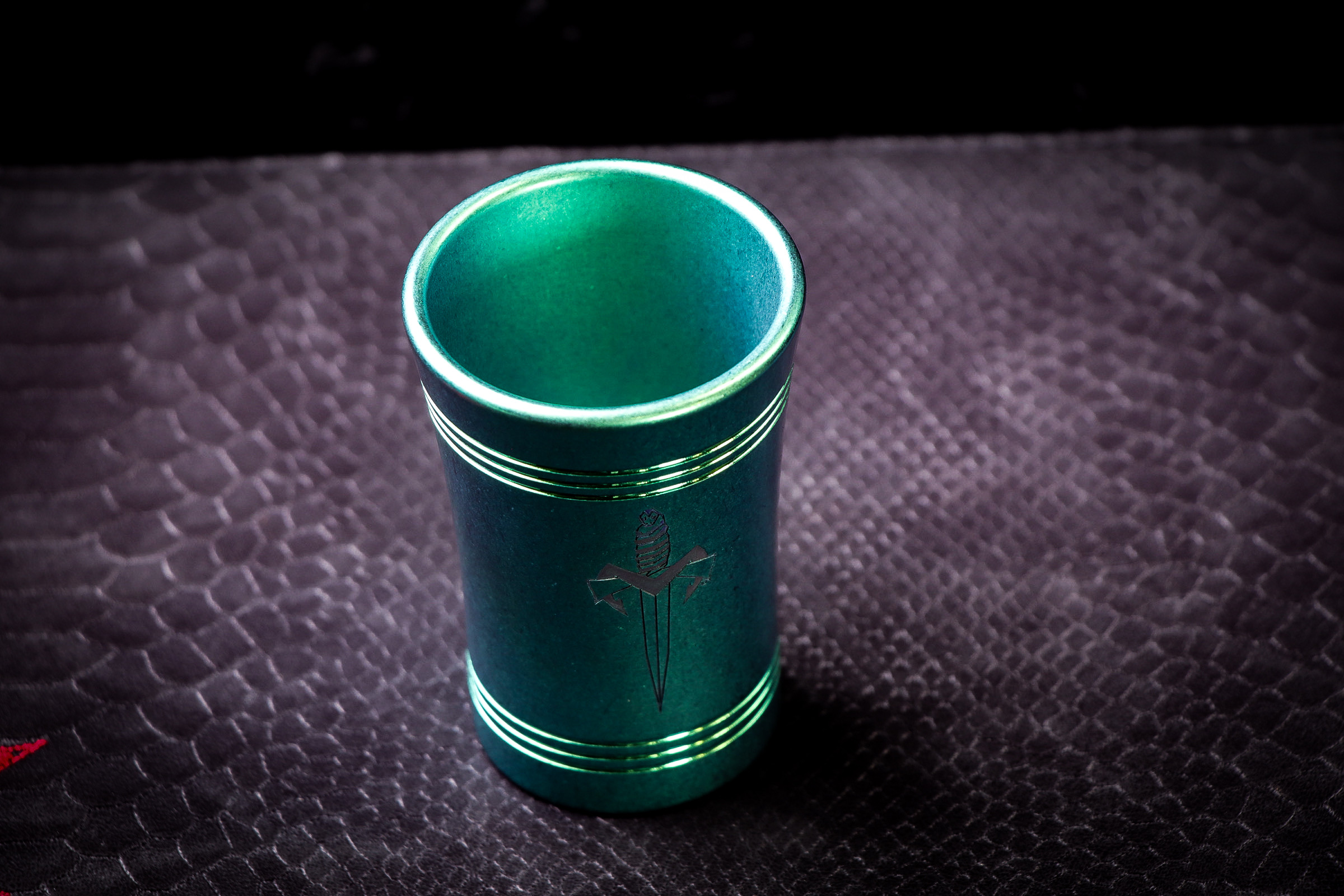 Microtech/Marfione Custom Emerald Green Shot Glass Titanium Triple
