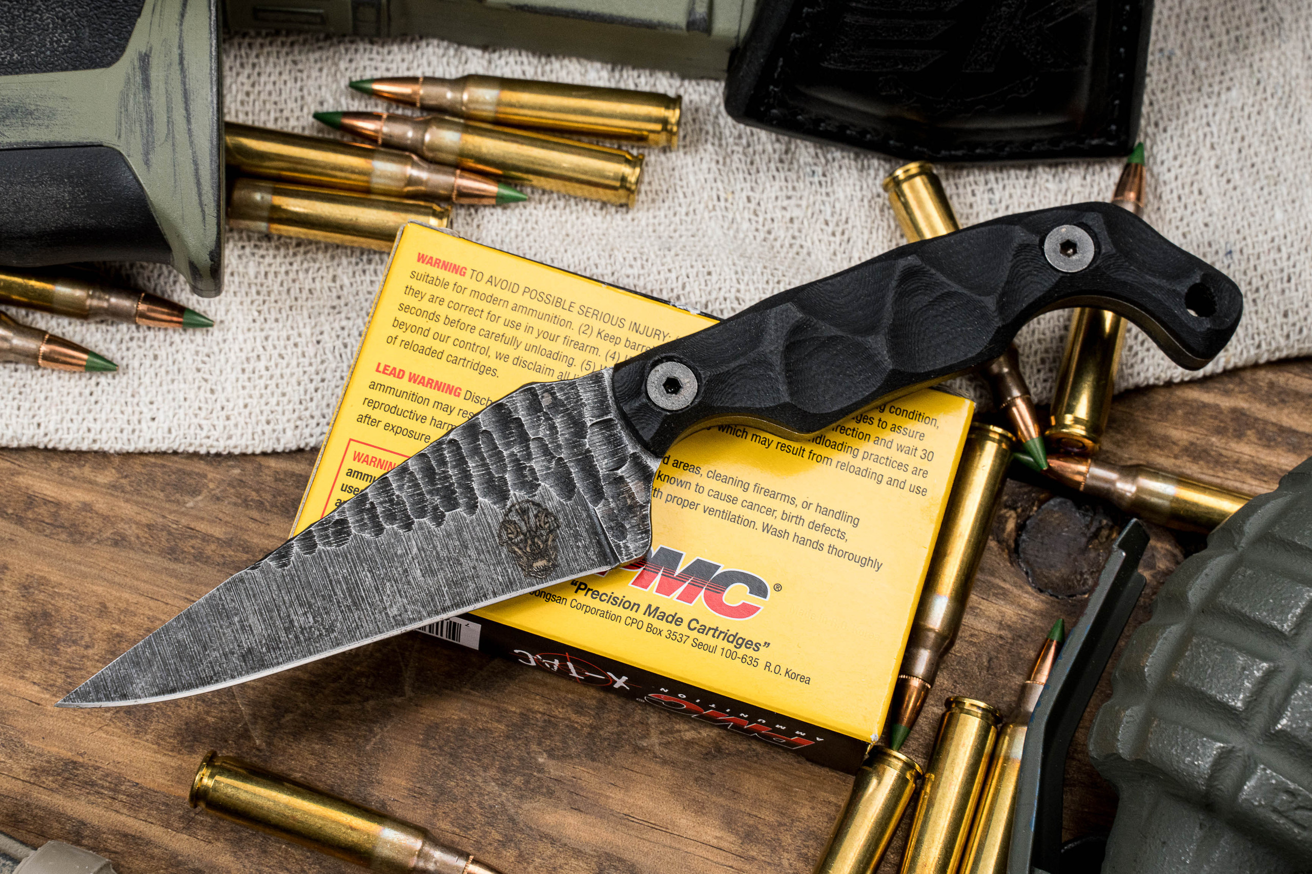 Stroup Knives Custom Bravo 5 Fixed Blade Knife Black G10 3.5" 1095 Carved Drop Point