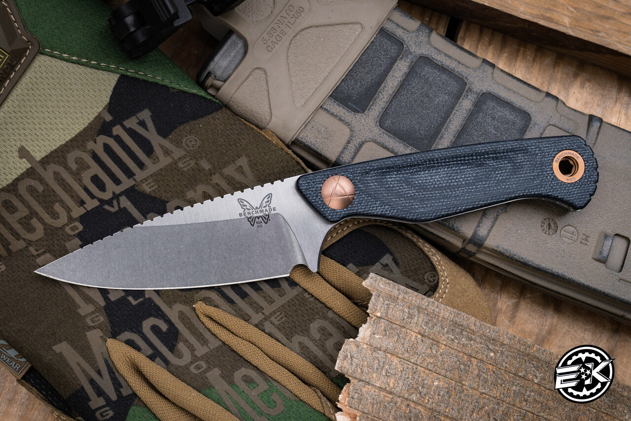 Benchmade Signs Benchmade Dacian Fixed Blade Knife Blue Denim Micarta 3.5