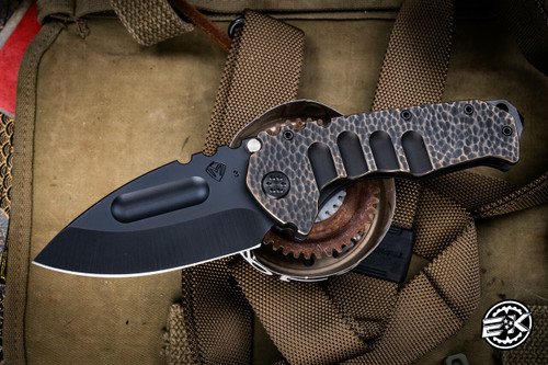 Medford Praetorian Ti Folding Knife Black/Bronze Cobblestone Sculpted Titanium 3.75" 3V DLC Drop Point