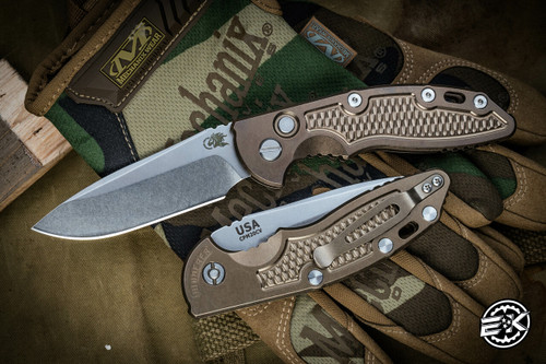 Rick Hinderer Knives XM-18 3.5" Spear Point, Automatic Folding Knife Bronze Stonewash