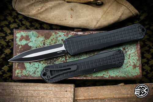 Heretic Knives Manticore X Black Frag OTF Automatic Knife 3.75" Double Edge Black H032F-10A-T