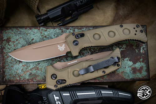 Benchmade Mini Adamas Automatic Axis Folding Knife OD Green G10 3.25" Drop Point FDE 2730FE-2