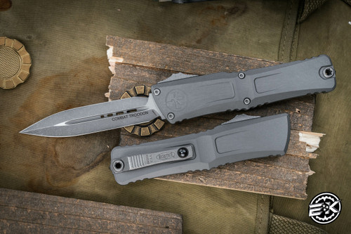 Microtech Combat Troodon OTF Automatic Knife Natural Grey 3.8" Dagger Apocalyptic Stonewash 1142-10APNC