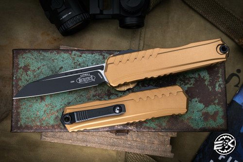 Microtech Cypher II OTF Automatic Knife Tan 3.5" Wharncliffe Black 1241-1TA