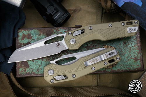 Microtech Standard Issue "MSI" Ram-LOK Manual Folding Knife OD Green 3.85" Apocalyptic Stonewash 210T-10APPMOD