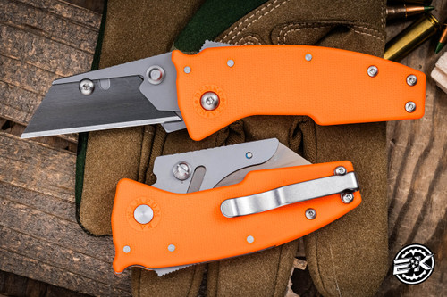 Demko Knives Razor-Shark Utility Knife Shark Lock Orange GRN 2" Razor