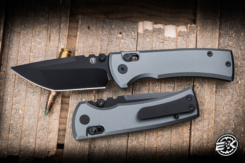 Chaves Knives Redencion Street X-Lock Folding Knife Grey Aluminum 3.25" D2 Tanto Black