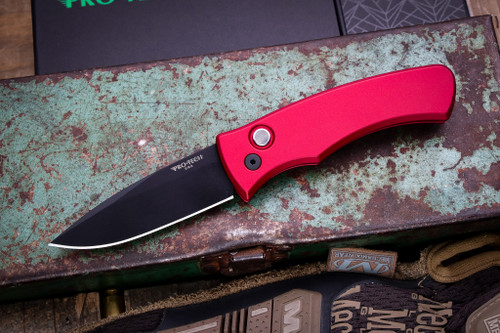 ProTech Duke 2 Automatic Folding Knife Red Aluminum 2.65" MagnaCut DLC Black CCKSF25.DUKE.1