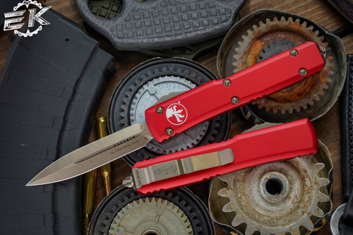 Microtech Ultratech Red OTF Automatic Knife 3.4\" Bronze Dagger 122-13RD