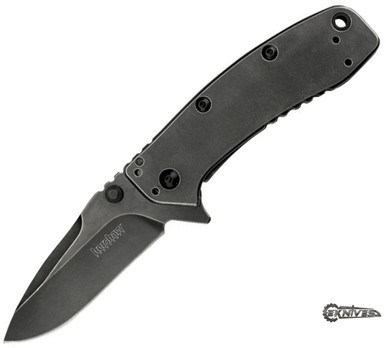 KERSHAW CRYO II BLACKWASH DROP POINT ASSISTED PLAIN 1556BW