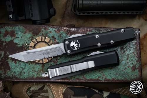 Microtech UTX-85 OTF Automatic Knife 3" Tanto Serrated Stonewash 233-11