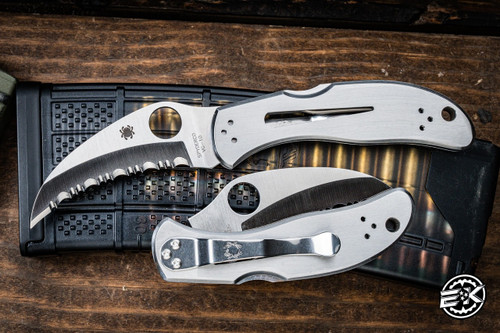 Spyderco Harpy Knife Stainless Steel, 2.75\" Hawkbill Satin Serrated C08S