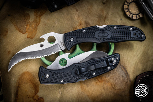 Spyderco Matriarch 2 Wave Opener Folder Knife Black FRN 3.5\" Satin Spyderedge Serrated C12SBK2W